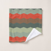 Vert moderne du milieu du siècle et orange (Gant de toilette)