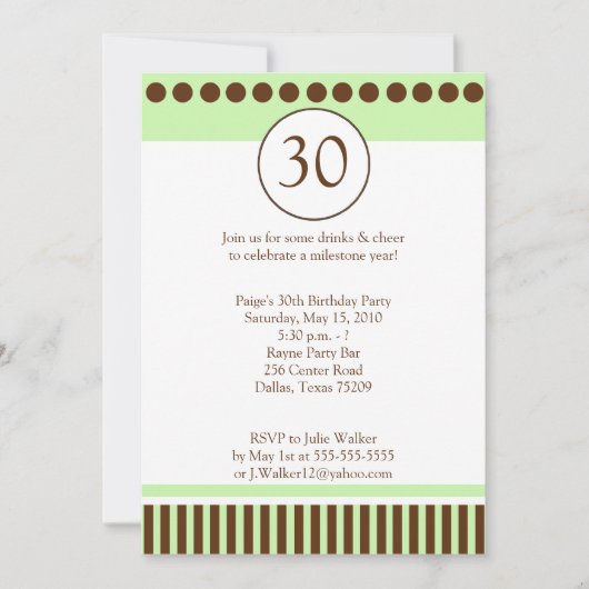 Vert moderne et Brown 5x7 Invitation d'anniversair (Devant)