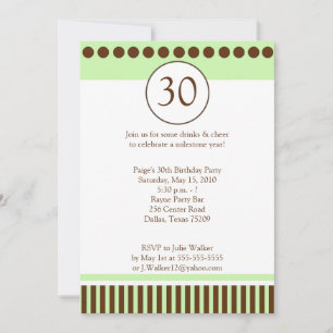 Vert moderne et Brown 5x7 Invitation d'anniversair