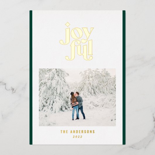 vert moderne joyeuse 1 feuille photo carte de vaca (Recto)