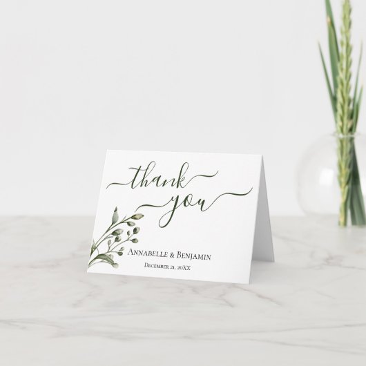Vert moderne minimaliste + Merci Mariage blanc (Devant)