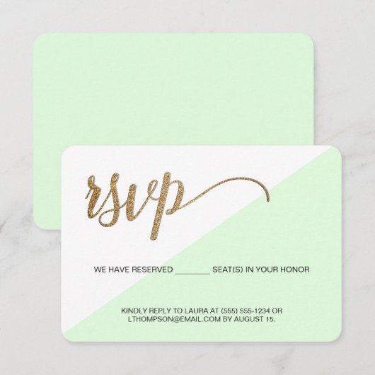 Vert moderne Or RSVP pas d'envoi Siège réservé (Devant / Derrière)