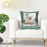 Vert moderne | Photo | Oreiller à lancer cadeau fa<br><div class="desc">Vert moderne | Photo | Cadeau familial</div>