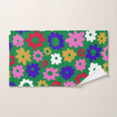 Vert Motif de fleurs scandinaves de couleur vive (Serviette à main)