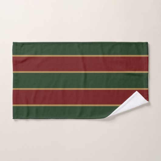 Vert Noël Classique Et Rouge Avec Découpe Or (Serviette à main)