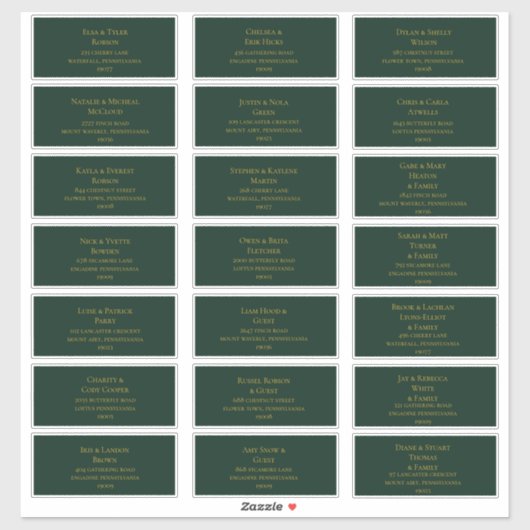 Vert Noël simple | Étiquettes de adresse invités (Feuille)