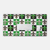 Vert Noir Blanc À damiers Fleur de lis Design (Clavier et souris)