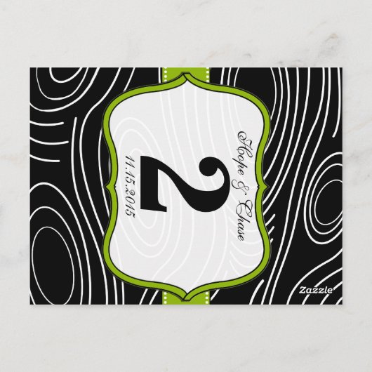 Vert Noir Blanc Stylisé Bois Numéro de table (Dos)