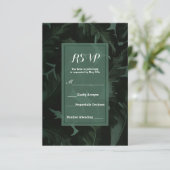 Vert & Noir Chic Feuilles Tropicales Réponse RSVP (Debout devant)