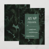 Vert & Noir Chic Feuilles Tropicales Réponse RSVP (Devant / Derrière)