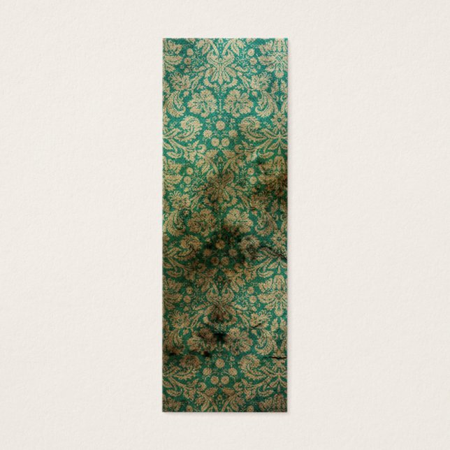 Vert noir grunge damask fond d'écran signet (Devant)