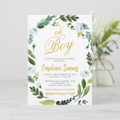Vert Oh Boy Baby shower Invitation Or (Debout devant)