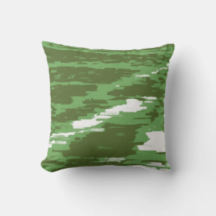 Vert Olive Blanc Abstrait Vague Coussin rétro