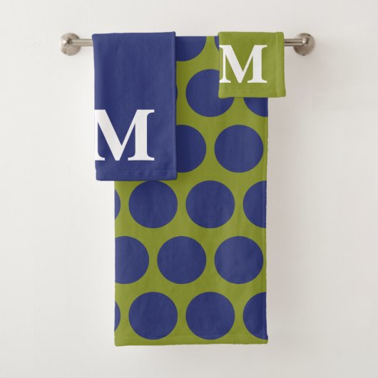 Vert olive & bleu pois monogramme initiale (En situation)