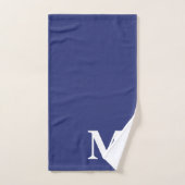 Vert olive & bleu pois monogramme initiale (Serviette à main)