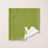 Vert olive & bleu pois monogramme initiale (Gant de toilette)