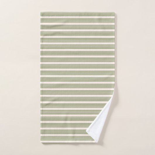 Vert olive et beige cinq rayures motif (Serviette à main)