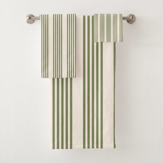 Vert olive et beige cinq rayures motif (En situation)