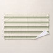 Vert olive et beige cinq rayures motif (Serviette à main)