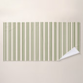 Vert olive et beige cinq rayures motif (Serviette de bain)
