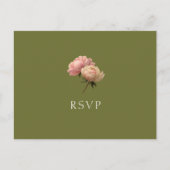 Vert olive et blanc | Carte postale RSVP de mariag (Devant)