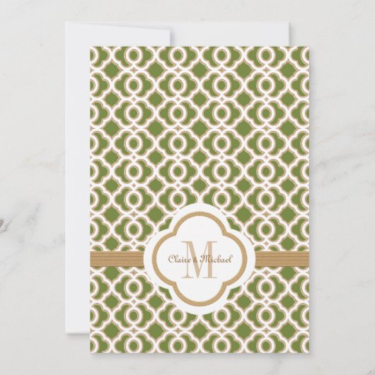 Vert olive et invitations marocaines de mariage (Dos)