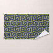 Vert olive et motif abstrait bleu (Serviette à main)