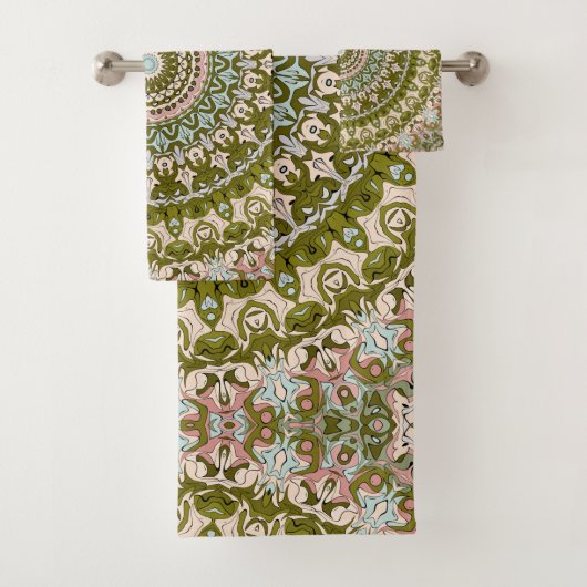 Vert olive et motif mandala pastel (En situation)