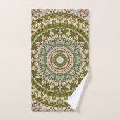 Vert olive et motif mandala pastel (Serviette à main)