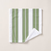 Vert olive et rayures blanches (Gant de toilette)