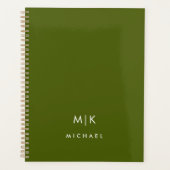 Vert olive | Monogramme Moderne (Devant)