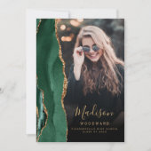 Vert Or Agate Dark Photo Grad Faire-part (Devant)