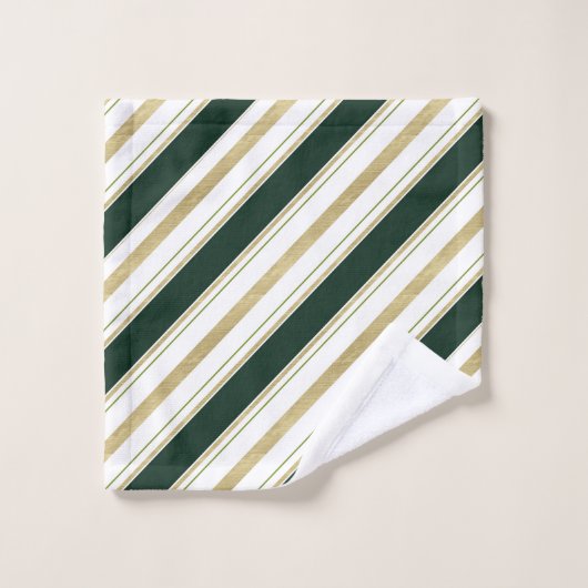 Vert or blanc diagonale rayures Motif rayé (Gant de toilette)