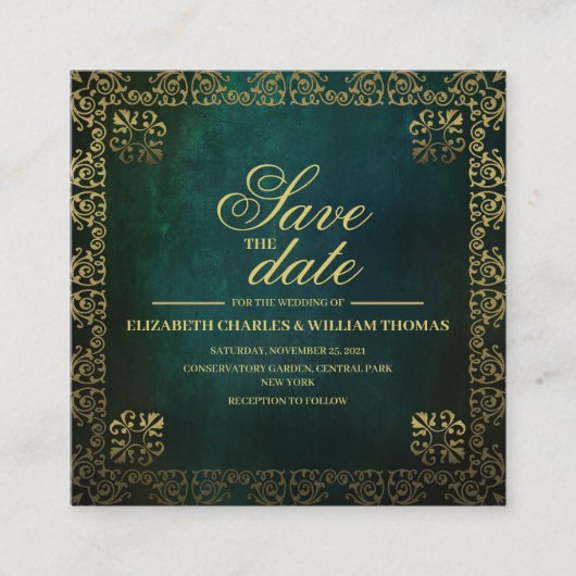 Vert & Or Traditionnel Enregistrer La Carte Date (Devant)