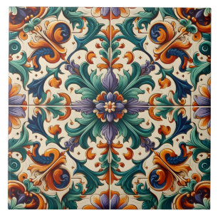 Vert orange violet portugais Azulejos Carreaux Art