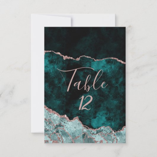 Vert paon et or rose numéro de table placement (Devant)