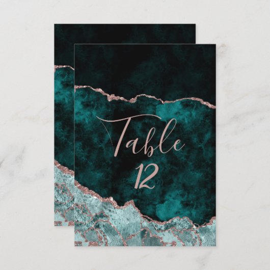 Vert paon et or rose numéro de table placement (Devant / Derrière)