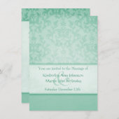 Vert pastel damassé faire-part de mariage formelle (Devant / Derrière)