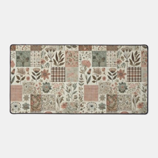 Vert Patchwork rose rose Floral Design Quilé (Recto)