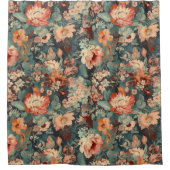 Vert & Pêcher Bohème Floral Douche Rideau (Devant)