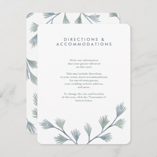 Vert pin moderne + Blanc Mariage Insérer Cartes (Devant / Derrière)