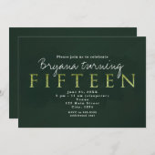 Vert Quinze 15E 15 Anniversaire Invitation (Devant / Derrière)