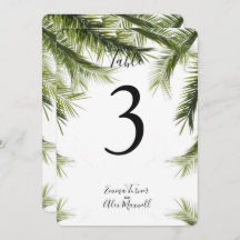 Vert romantique Tropical| Cartes de numéros de tab