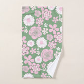 Vert rose blanc rétro Y2K les années 70 Fleur Moti (Serviette à main)