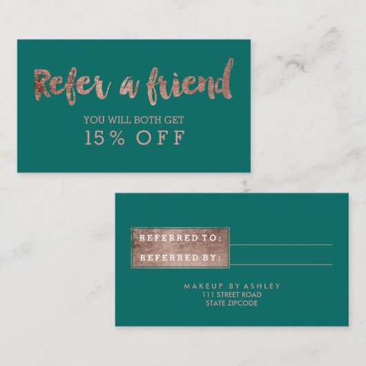 Vert rose moderne de typographie d'or de carte de (Devant / Derrière)