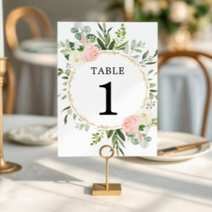 Vert rose or élégant 5"x7" numéros de table