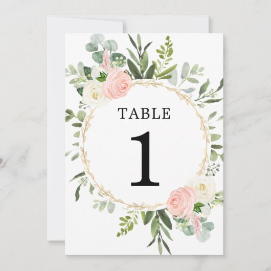 Vert rose or élégant 5"x7" numéros de table (Devant)