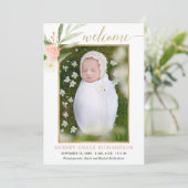 Vert rose or élégant fille faire-part de naissance (Debout devant)