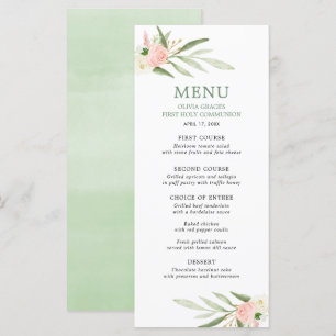 Vert rose or vert feuille élégant menu