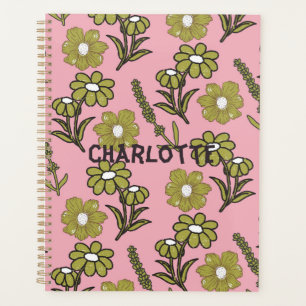 Vert rose rétro Y2K Funky Hippie Flower Motif